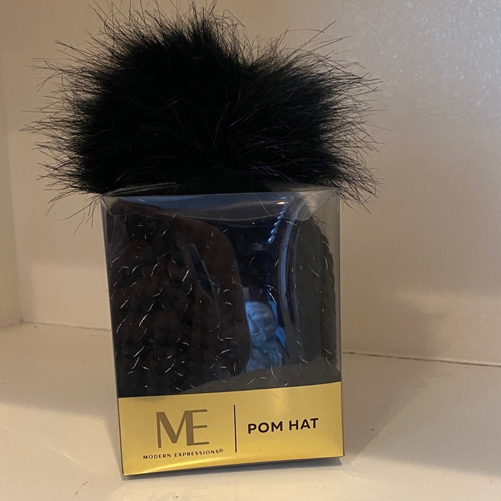 Modern Expressions Black Pom Hat